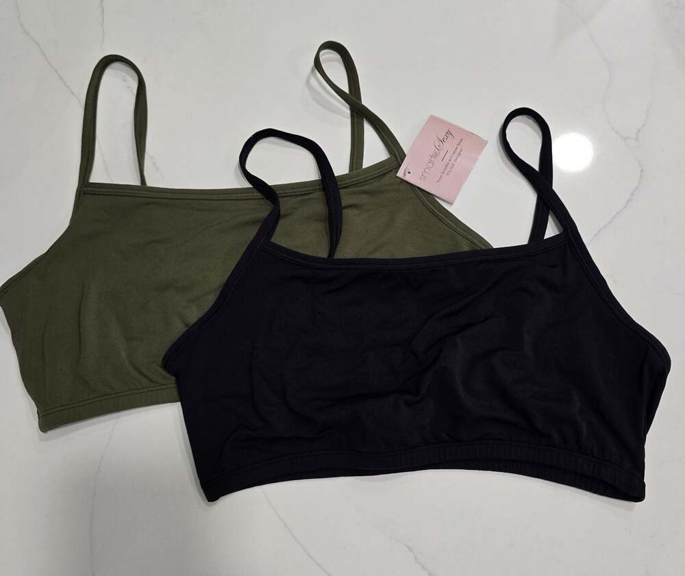 Smart & Sexy Stretchiest Ever Cami Bralette 2-Pack Olive/Black Size L/XL